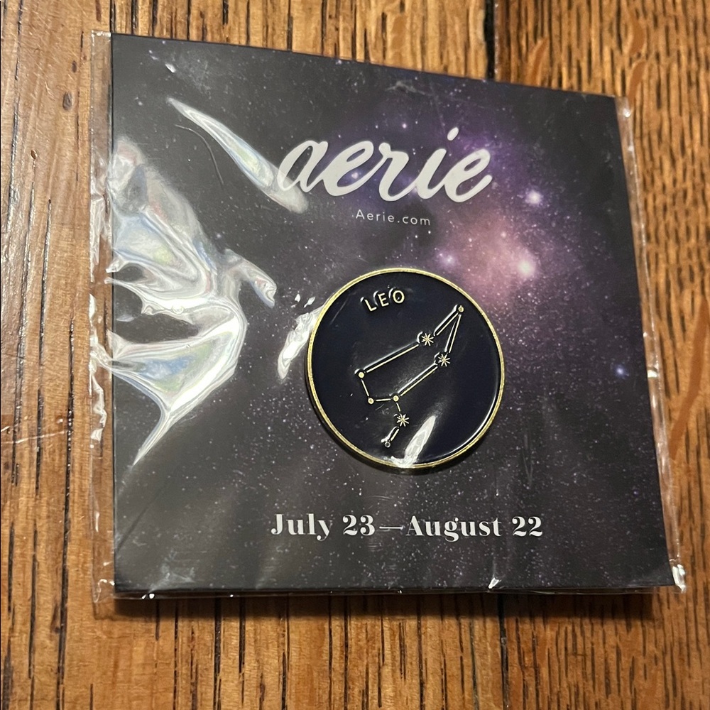 Aerie Leo Zodiac Pin in Black and Gold